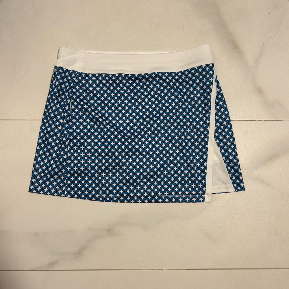 Blue and white tennis skirt